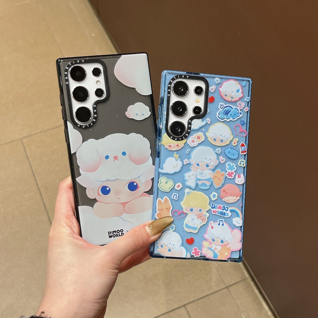 แวววาว การ์ตูนน่ารัก DIMOO ซองโทรศัพท์ Samsung Galaxy S24 Ultra S24 Plus S24 S23 Ultra S23 Plus S23 S22Ultra Case เคสโทรศัพท์ใหม่ ตัวอักษรภาษาอังกฤษด้านข้าง TPU ป้องกันการตก เคสมือถือซัมซุง