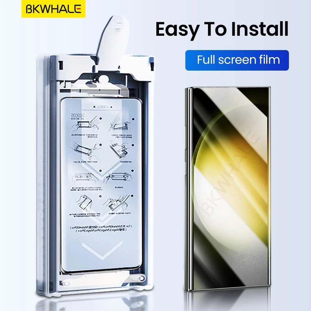 BKWHALE ฟิล์มป้องกันหน้าจอโค้ง สำหรับ Samsung Galaxy S24 Ultra S23 Ultra S22/S21/S20/Note20 Ultra HD ฟิล์มนุ่มใส
