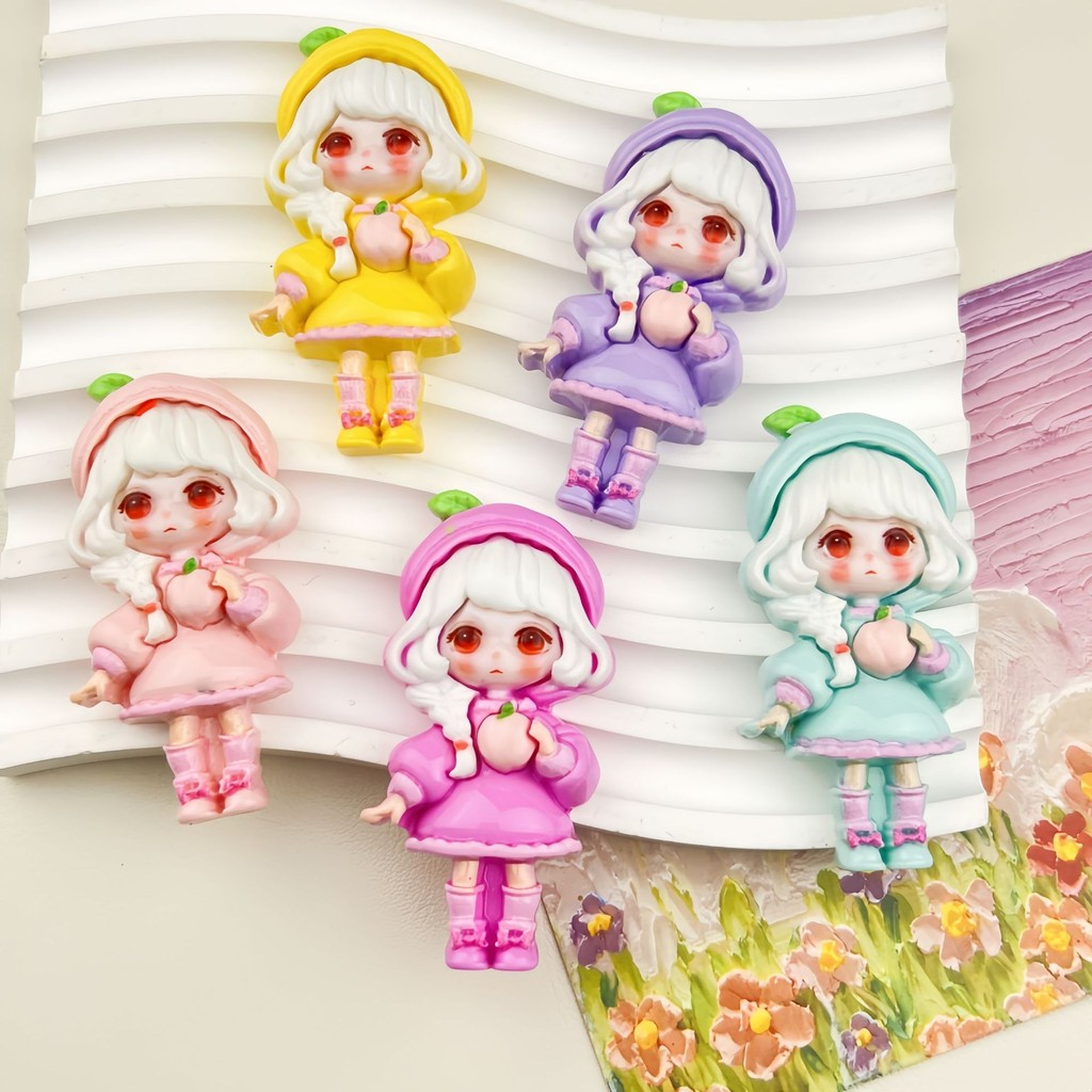 5ชิ้นน่ารักผมสีขาวสาวการ์ตูนเรซิ่นเสน่ห์สําหรับ ทําเอง (8-331)