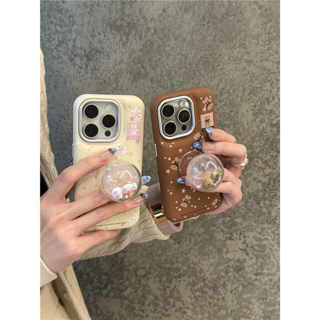 Iphone 16 Pro max 15 Pro max วัสดุ PU ลายหมีดาว เคสโทรศัพท์แบบสบู่