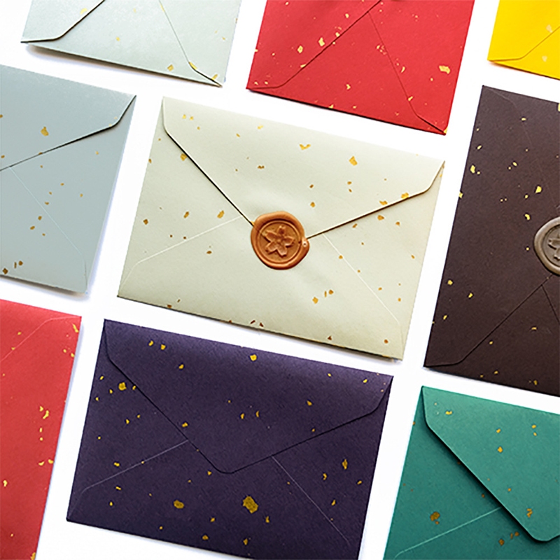120gsm Gold Sprinkled ซองจดหมาย Vintage ซองจดหมายแสตมป์ซีลสติกเกอร์สําหรับ Letter Pas DIY ของขวัญห่อการ์ดเชิญงานแต่งงานโปสการ์ดการ์ดอวยพรคริสต์มาสปีใหม่