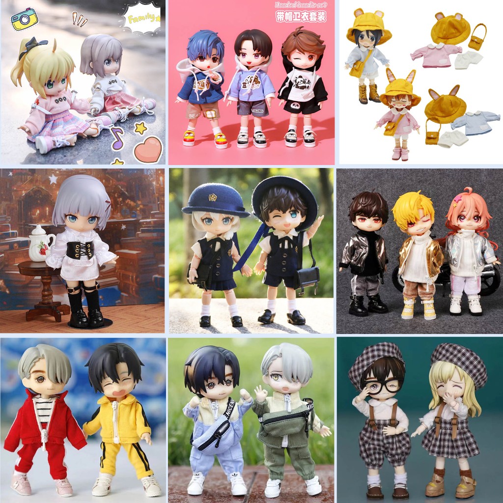 Ob11 เสื้อผ้าชุด Ob11 เสื้อผ้าสายคล้องไหล่ชุด (หมวกเสื้อกางเกง) 1/12 ตุ๊กตา BJD เสื้อผ้า GSC body9 Molly DOD YMY Obitsu111/12 BJD ตุ๊กตาเสื้อผ้า GSC body9 Molly DOD YMY Ob11