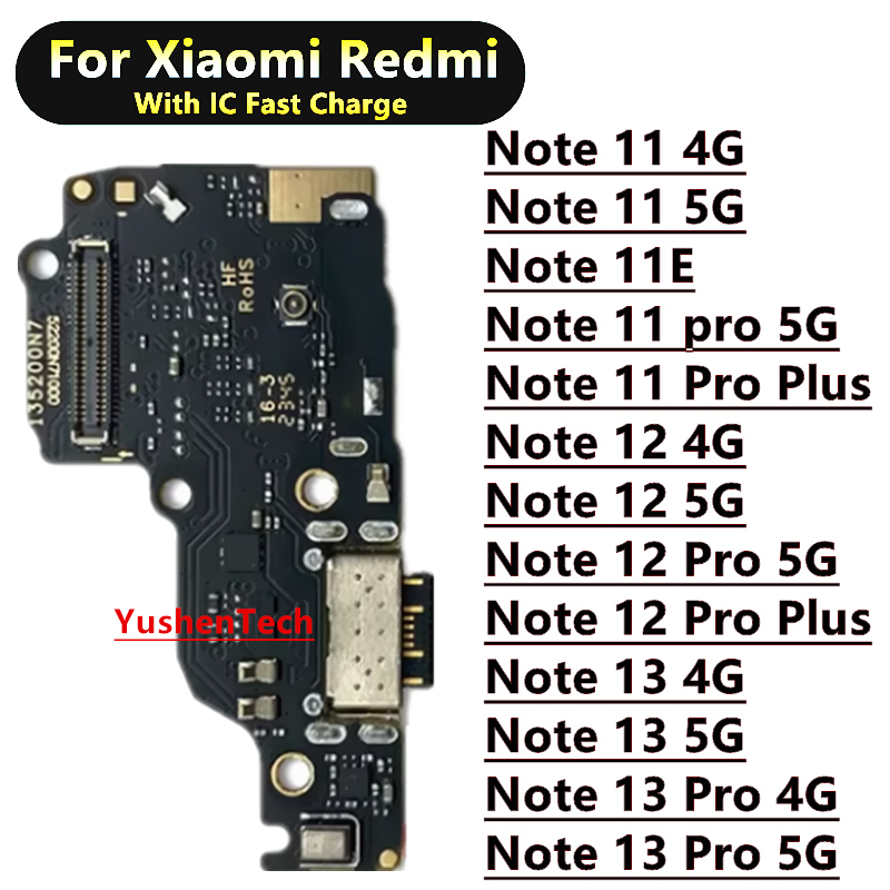 สําหรับ Xiaomi Redmi หมายเหตุ 11 11E 12 13 Pro Plus 4G 5G USB ชาร์จพอร์ต Dock Charger Connector ไมโครโฟน Flex Cable Socket ชาร์จพอร์ต Charge Board