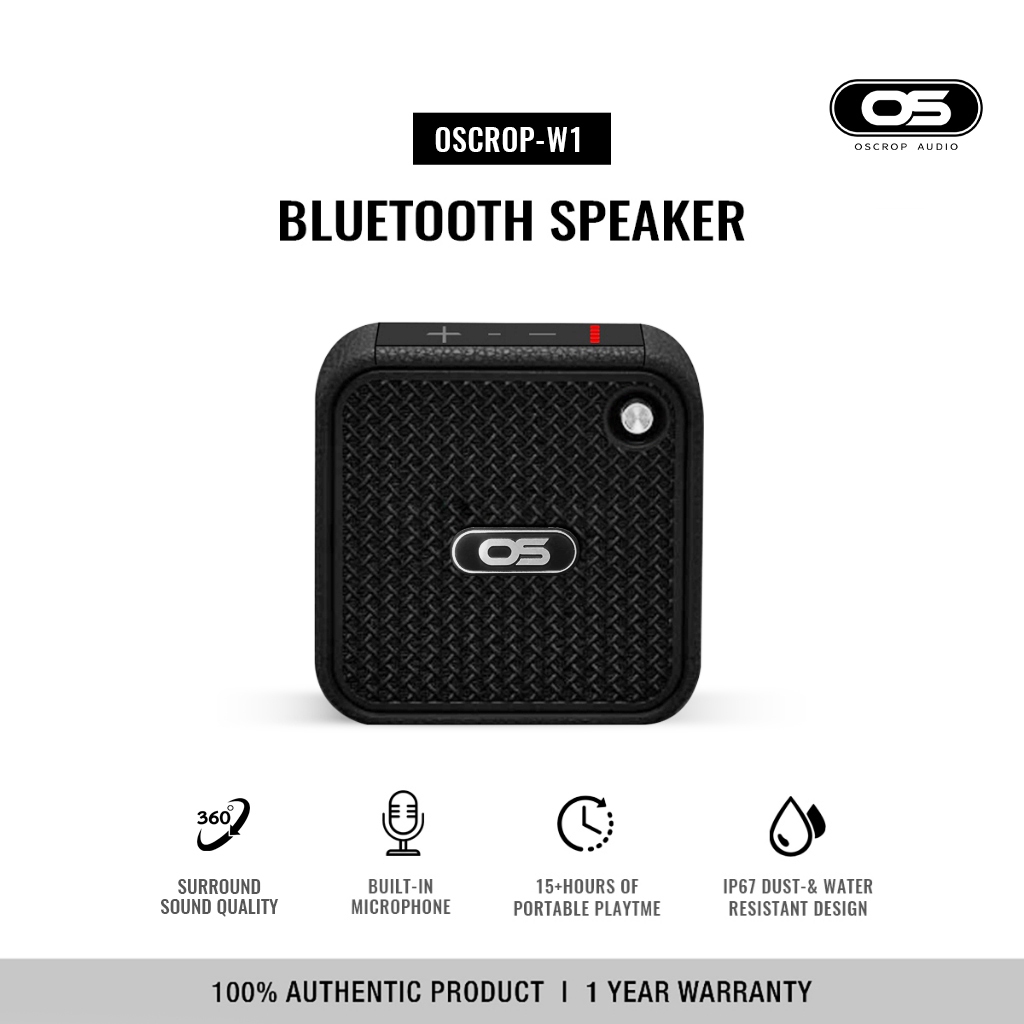 OSCROP W1 ส่งฟรี - ลำโพงบลูทูธ ลำโพงพกพา ลำโพง - Black - รับประกัน 1 ปี