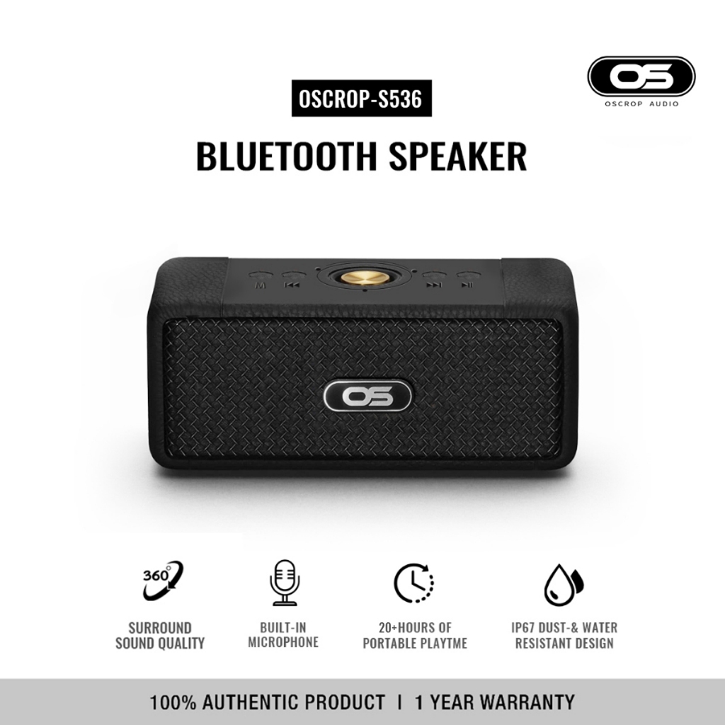 OSCROP S536 - ลำโพงบลูทูธ, ลำโพงพกพา, ลำโพง Bluetooth, Bluetooth Speaker- Black