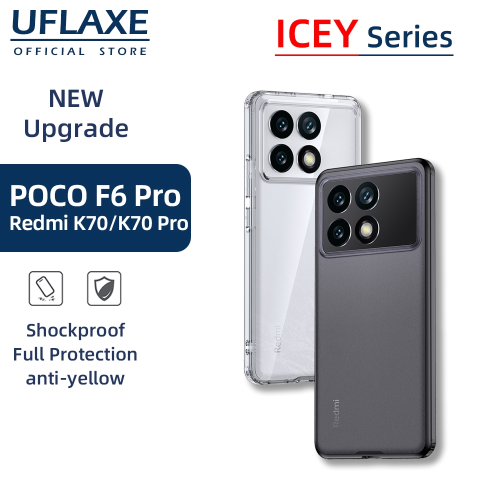UFLAXE ICEY เคสสำหรับ Xiaomi POCO F6 Pro / Redmi K70 / K70 Pro - เคสโทรศัพท์ใสผิวด้าน เคสแข็งกันกระแทก