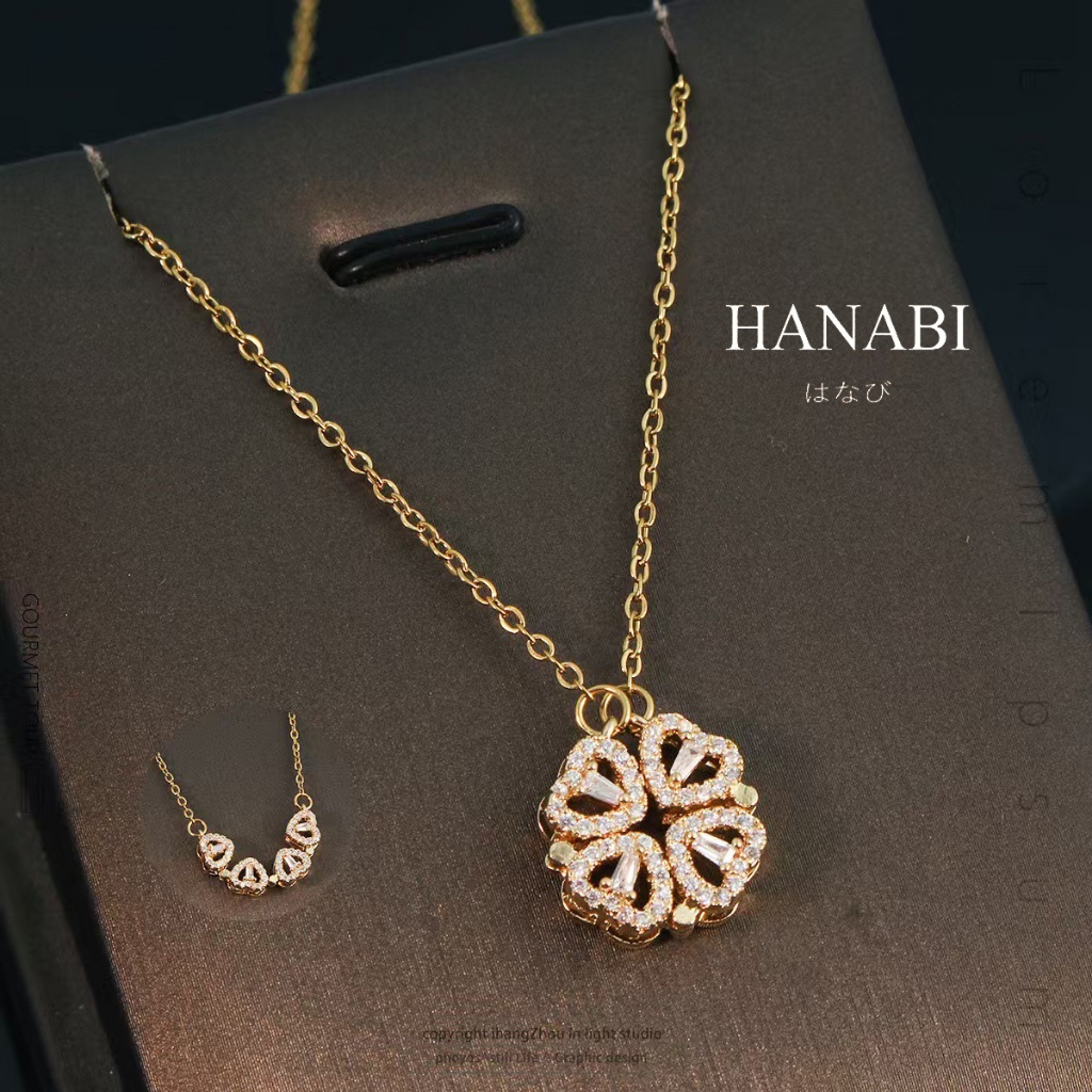 สร้อยคอ HANABI Dia Clover,สร้อยคอ Lucky Charm สแตนเลสสีทอง
