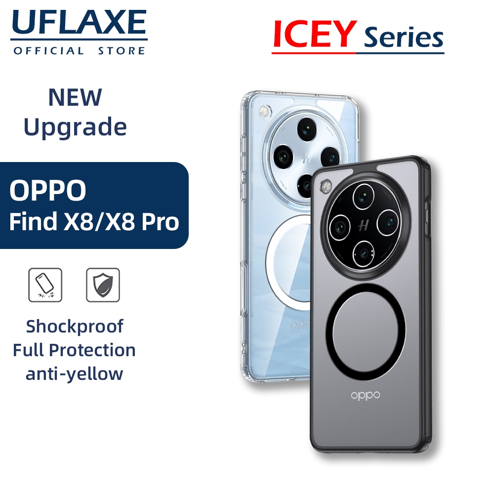 UFLAXE ICEY เคสแม่เหล็กสำหรับ OPPO Find X8 Pro / OPPO Find X8 - เคสโทรศัพท์ใสผิวด้าน เคสแข็งกันกระแทก