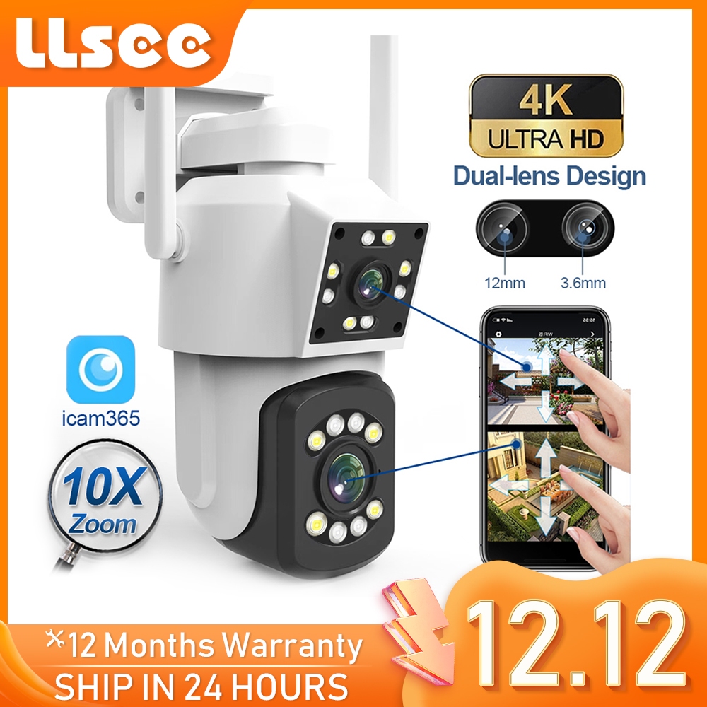 LLSEE 4K 8MP 10X ซูมกล้องวงจรปิดไร้สาย WIFI กล้องรักษาความปลอดภัยกลางแจ้ง 360 การสื่อสารสองทางและ AI ปลุกมือถือติดตามกันน้ำ