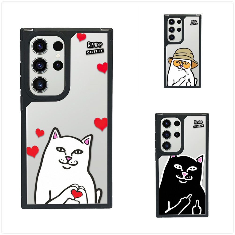 SAMSUNG สําหรับsamsung S25 S24 S23 S22 Ultra Heart CatกรณีGalaxy S23 FE A05S A55 A35 A25 A54 5G HardกลับกรณีA34 A13 A14 เกราะกันกระแทกA04S A23 Clear Case