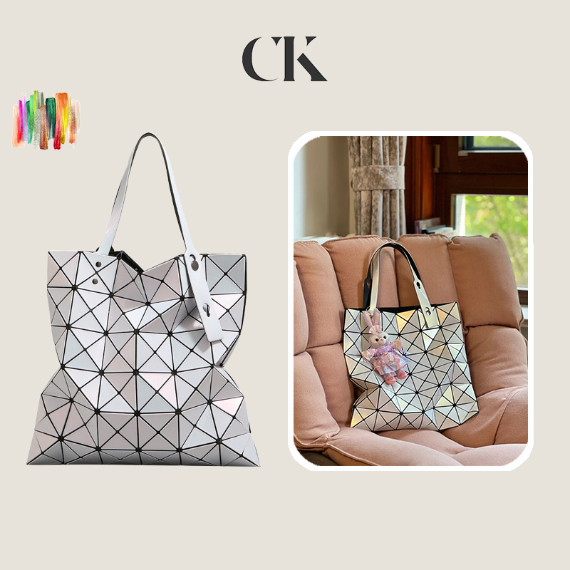 CINVAI&KROZE กระเป๋าสะพายไหล่หกตารางอย่างมีสไตล์RhombusพับเรขาคณิตแบบพกพาToteBag
