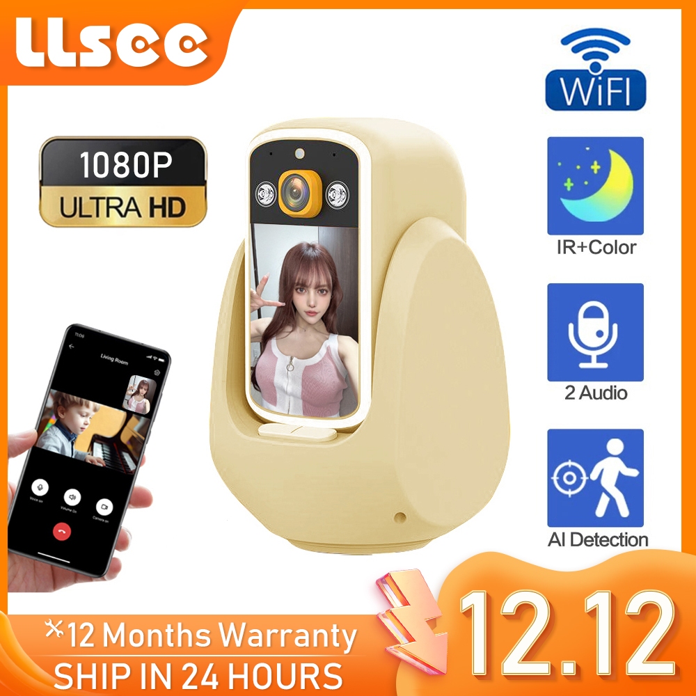 LLSEE FHD 1080P วิดีโอคอลกล้องวงจรปิดกล้อง WIFI การตรวจจับมนุษย์อัจฉริยะการติดตามอัตโนมัติการตรวจสอบกล้องวงจรปิดโทรศัพท์มือถือในร่มการเชื่อมต่อไร้สาย