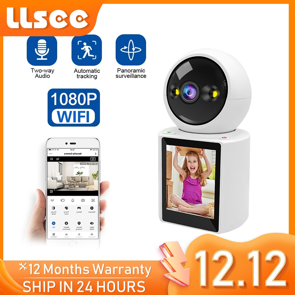 LLSEE 1080P HD บ้านวิดีโอคอลมินิกล้องวงจรปิดบ้านไร้สาย WIFI IR Night Vision ติดตามมือถือ มีคนโทรไปที่วิดีโอ เชื่อมต่อวิดีโอโดยอัตโนมัติ
