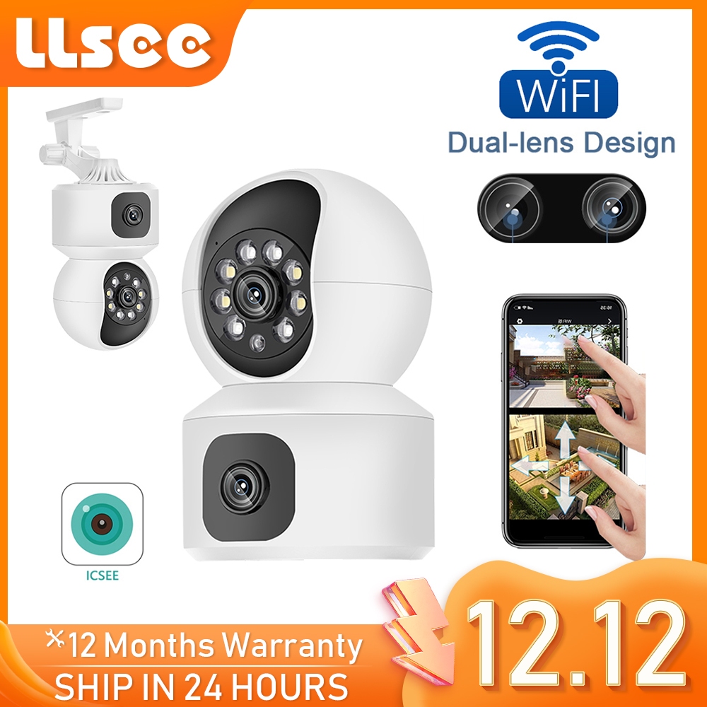 LLSEE icsee 4MP 2K กล้องวงจรปิดไร้สาย WIFI กล้องเฝ้าระวังในร่ม, กล้องรักษาความปลอดภัยภายในบ้าน 360 การติดตามมือถือสีเต็มรูปแบบ Night Vision พูดคุยสองทาง