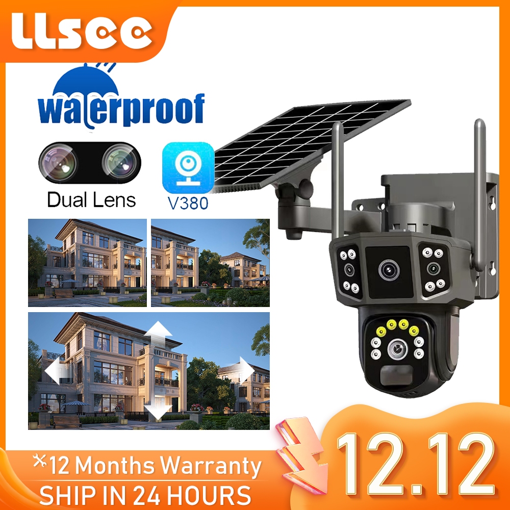 LLSEE v380 8MP 10 ครั้งซูม 4K เลนส์คู่ 4G ซิมการ์ดกล้องพลังงานแสงอาทิตย์ WIFI กลางแจ้งกล้องวงจรปิดกันน้ำ PTZ หมุน 360 การเคลื่อนไหวติดตามสัญญาณเตือนภัย IP กล้องมองภาพกลางคืนที่มีสีสันในตัวแบตเตอรี่