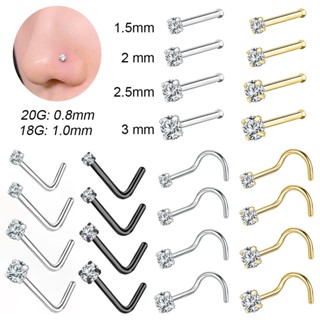 1 PC 18G/20G จมูก Studs สแตนเลสเจาะจมูก 3 มม./2.5 มม./2 มม./…
