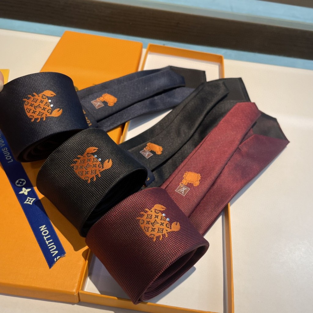 สไตล์ใหม่แฟชั่น All-Match Loui* V* Mulberry Silk Mens Business Banquet Tie พร้อมกล่อง