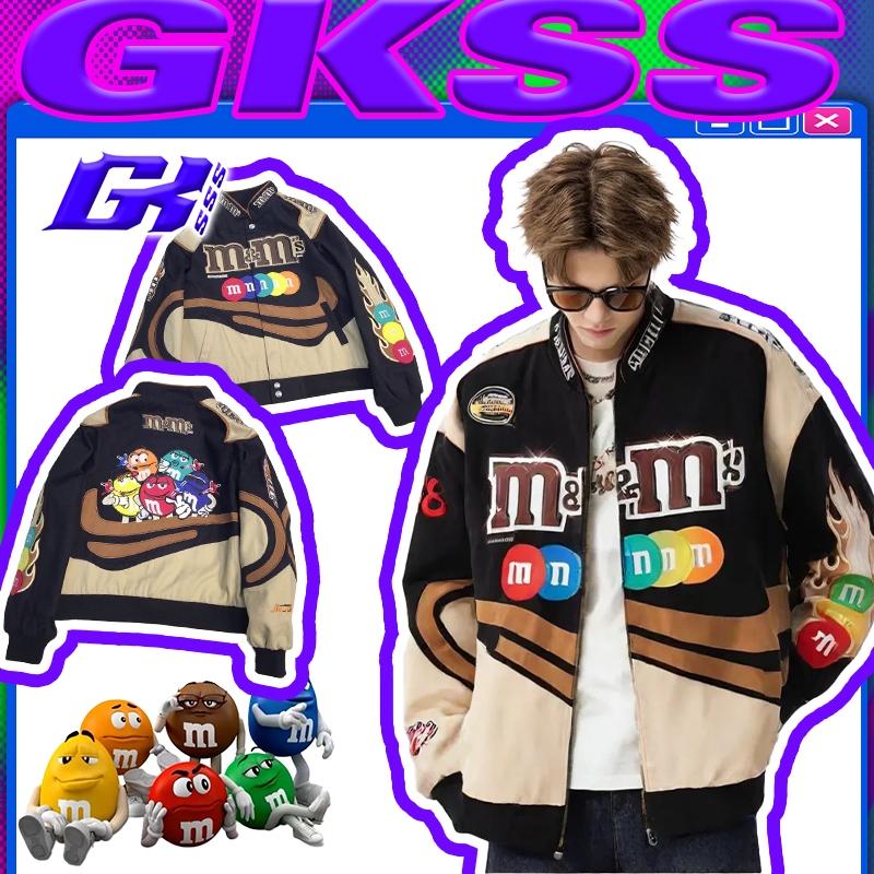 GKSSS mm เสื้อโค้ทปักลายยุโรปและอเมริกาอินเทรนด์เสื้อทรงหลวมหล่อ