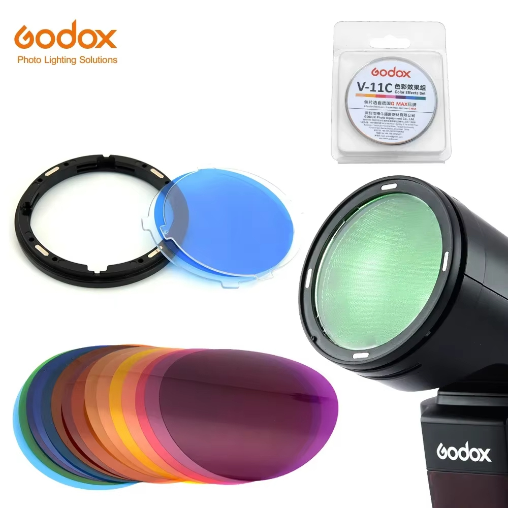 Godox AK-R16 Magnetic Mount Diffuser แผ่น V-11C V11C สีชุดเจลสําหรับ Godox V1 Series Flash Light Speedlite