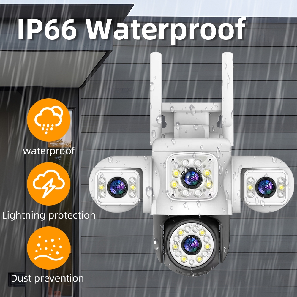 LLSEE YOOSEE สามเลนส์ 12MP 6K Monitor Wireless WIFI กล้องกลางแจ้ง 360 ไม่มีมุมตาย PTZ ตรวจจับการหมุนปลุกกล้องวงจรปิดติดตามความเคลื่อนไหวที่มีสีสัน Night Vision สองทางโทร