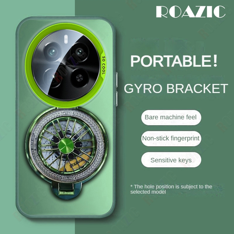 หรูหราโลหะออโรร่าสีเคสโทรศัพท์สําหรับrealme 12 Pro Plus 5G/Realme 12 Pro + 5Gพร้อมG Gyroหมุนได้ขาตั้งMatte Hardกันกระแทกขอบนุ่มฝาครอบกันชนป้องกันเปลือกCY02