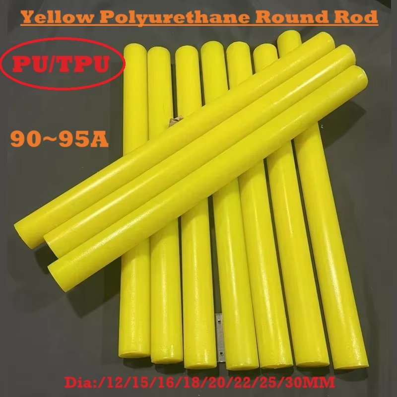 1pc-shore 90 ~ 95A ความแข็งสูงสีเหลืองโพลียูรีเทนรอบ Rod PU/TPU สวมใส่ลดการสั่นสะเทือนปะเก็นเครื่องมือโช้คอัพ Dia 6/8/10/12/15/16/18/20/22/25/30 มม.