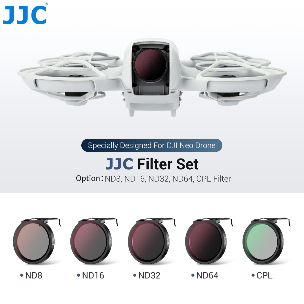 JJC ND & CPL Filter ตัวกรองโพลาไรเซอร์ ตัวกรองความหนาแน่นเป็นกลาง สำหรับ DJI NEO โดรน, ND/UV/CPL ฟิลเตอร์ป้องกันเลนส์โดรน ND8 ND16 ND32 ND64
