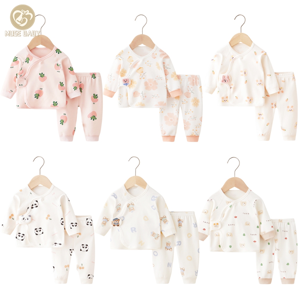 น่ารักผ้าฝ้าย 100% ทารกแรกเกิดเสื้อผ้าเด็กทารกหญิงชายเสื้อแขนยาว & กางเกงชุดนอน