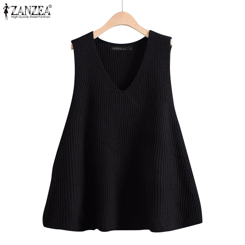 ZANZEA ซานเซีย แฟชั่นสตรีลําลองคอวีแขนกุดสีทึบเสื้อกั๊ก