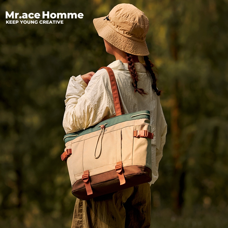 Mr.ace Homme 3109 กระเป๋าโท้ตมีซิปกระเป๋าเดินทางลําลองกระเป๋าสะพายไหล่กลางแจ้งสําหรับผู้หญิง