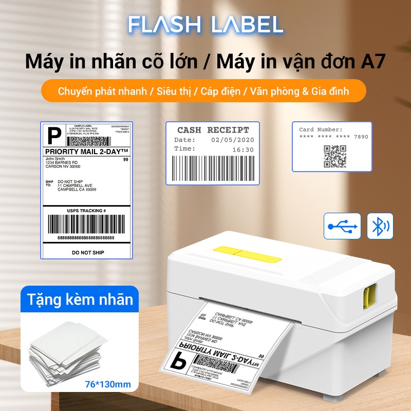 Flashlabel thermal printer เครื่องพิมพ์ความร้อน A318รองรับการเชื่อมต่อ bluetooth/USB（A6 ไม่รองรับ） ใช้พิมพ์ฉลาก สติ๊กเกอร์ ใบส่งของ บาร์โค้ด ฯลฯ รับประกัน 12 เดือน เหมาะสำหรับกระดาษ 76*130มม. 203dpi