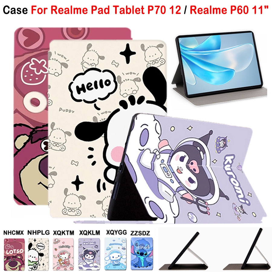 สําหรับrealme Padแท็บเล็ตP70 12 นิ้วคุณภาพสูงPUหนังเหงื่อลื่นฝาครอบRealme P60 11 นิ้วแฟชั่นลายการ์ตู