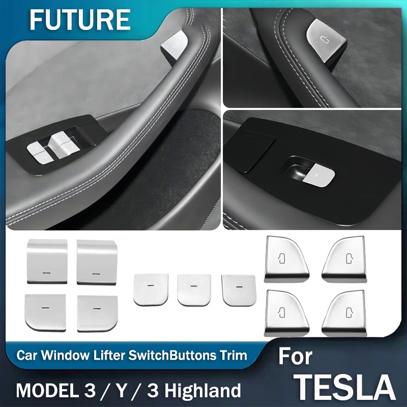สำหรับ Tesla Model Y Juniper/Model 3 Highland ปุ่มเปิดหน้าต่างปุ่มสติ๊กเกอร์เปิดประตู