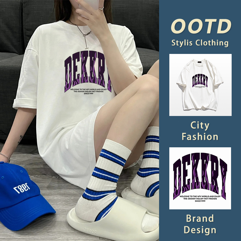 มาใหม่ ลายเยอะ คริสต์มาส เสื้อยืดนิ่ม สาวอ้วน แนวอินเทรนสไตล์เกาหลี oversize 100% Cotton T-shirt YG1079