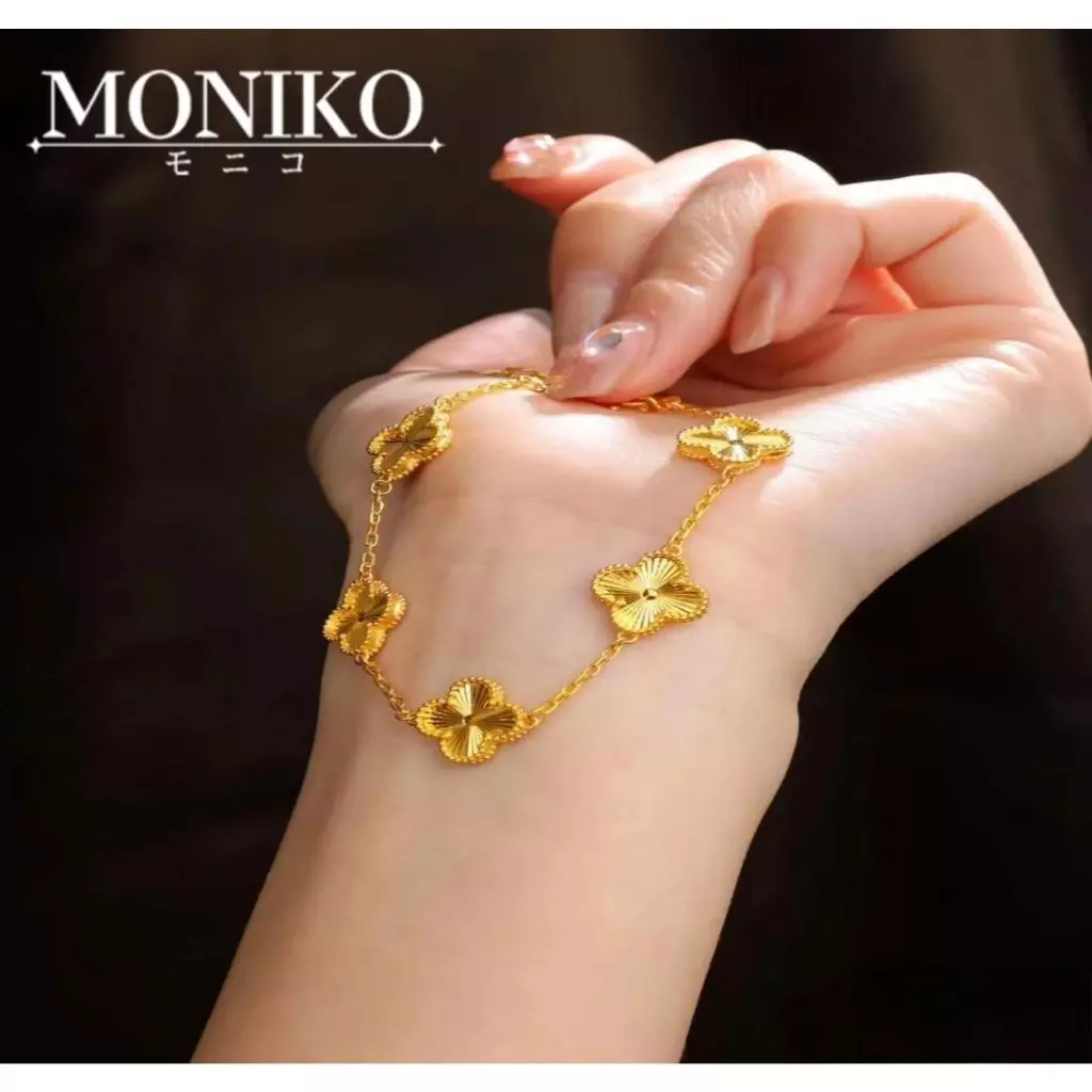 MONIKO สร้อยข้อมือโคลเวอร์สี่ใบนำโชค สร้อยข้อมือทอง สร้อยข้อมือเงิน ของขวัญ วันเกิด Gift