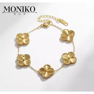 MONIKO สร้อยข้อมือโคลเวอร์สี่ใบนำโชค สร้อยข้อมือทอง สร้อยข้อมือเงิน ของขวัญ วันเกิด Gift