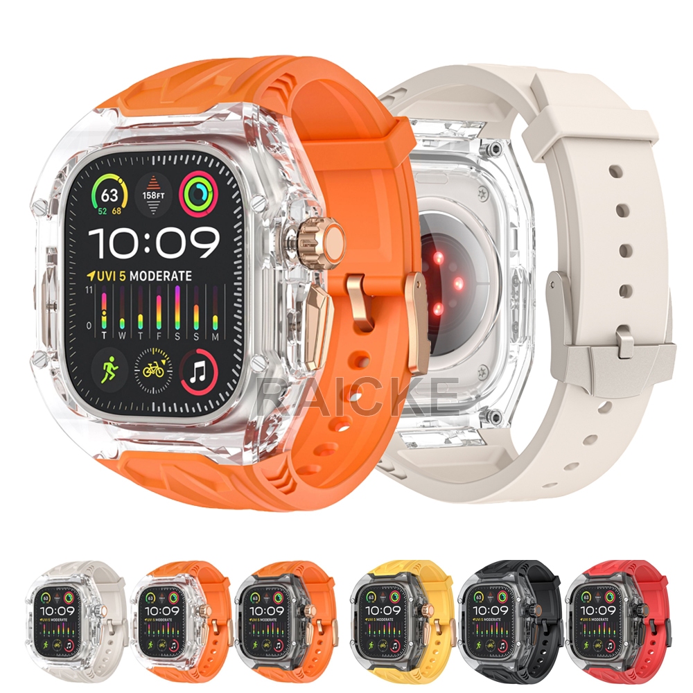 ชุดดัดแปลงโปร่งใสป้องกันกรณี + TPU สําหรับ iWatch Series 11/10/9/8/7/5/4/SE Ultra 49mm 46mm 45mm 41mm 44mm 40mm 42mm