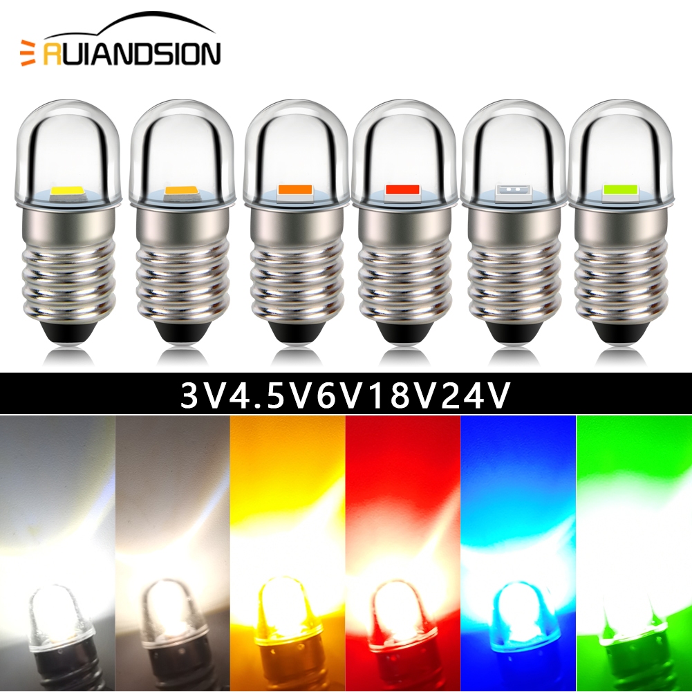 Ruiandsion E10 ไฟฉาย LED 3V 4.5V 6V 12V 24V สําหรับไฟฉาย จักรยาน ทํางาน 6 สี