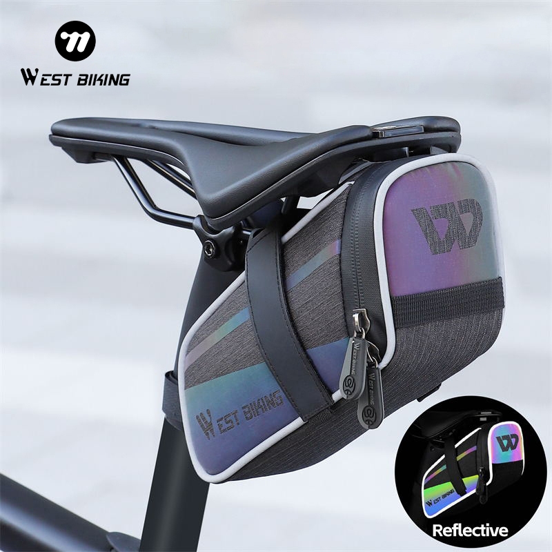 WEST BIKING จักรยานกระเป๋าที่มีสีสันสะท้อนแสงจักรยานอานกระเป๋าทุกวันกันน้ําขนาดใหญ่จักรยานกระเป๋า — صورة 2