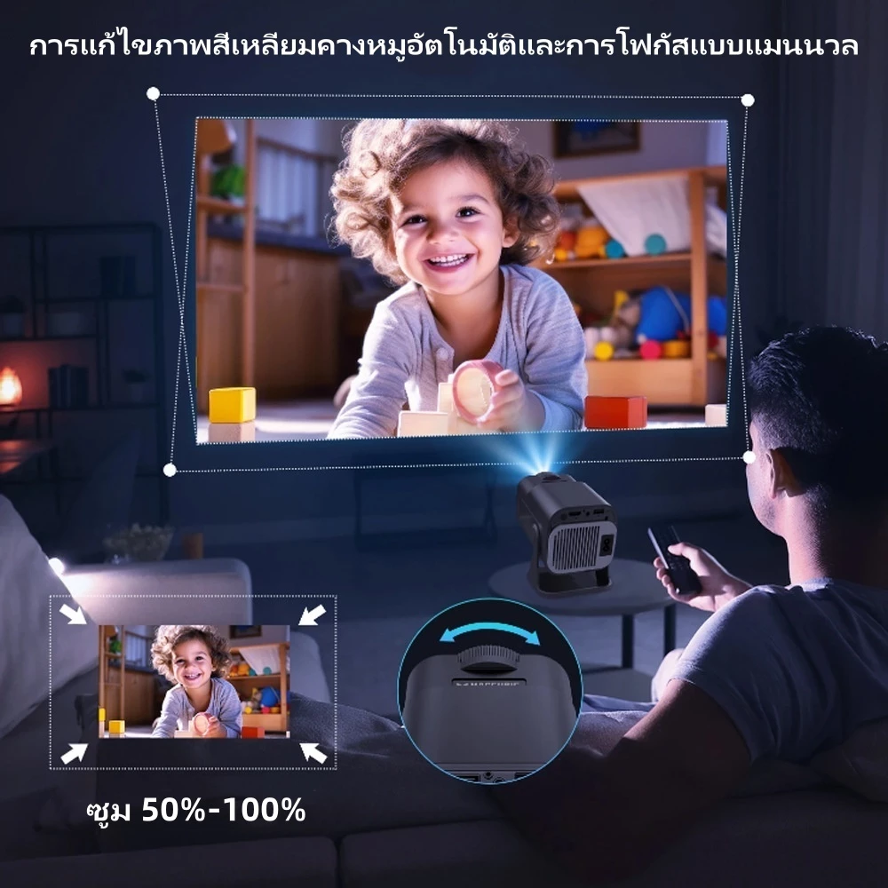 มินิโปรเจคเตอร์ 4K Android 13.0 LCD 4K โปรเจคเตอร์ 1080P Dual Band WiFi พร้อมการซิงโครไนซ์บลูทูธหน้าจอสมาร์ทโฟนบ้าน thumbnail 5