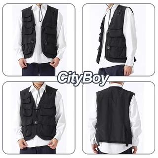 พร้อมส่ง เสื้อกั๊ก ทรงสตรีท เดินป่า หลายกระเป๋า กระเป๋า5ช่อง ออกแบบ