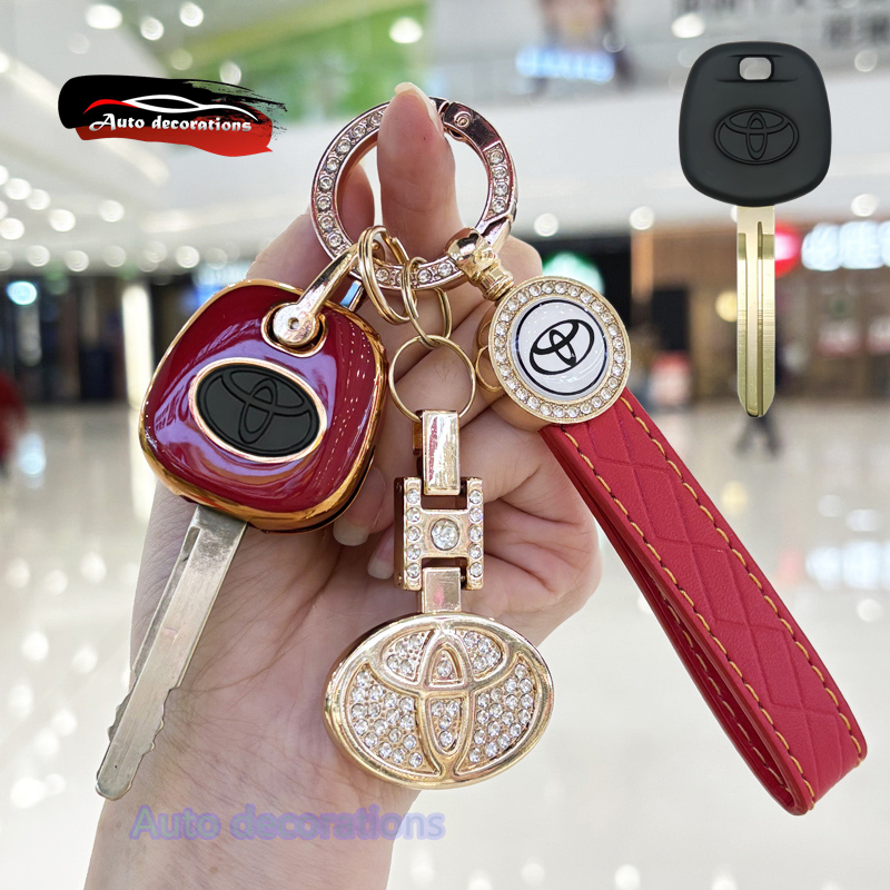 Toyota hilux champ 2024 ปลอกกุญแจสําหรับ Toyota vios camry hilux champ 2025 wish เคสกุญแจรถ พวงกุญแจขอบทอง