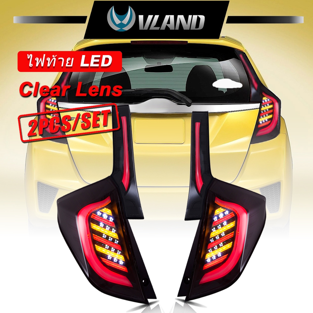 Vland ไฟท้าย LED เต็มไฟท้ายสําหรับ Honda Fit/Jazz Fit (GK/GH/GP) 2013-2019 ด้านหลังโคมไฟ DRL ไฟท้าย