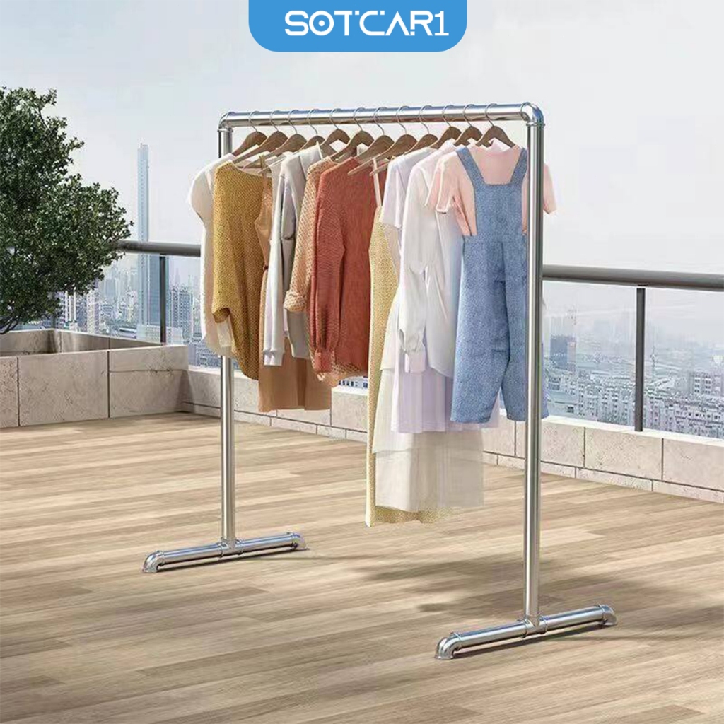 จัดส่งวันนี้ ราวตากผ้า ที่แขวนผ้าโครงเหล็ก ราวแขวนเสื้อผ้า ยาว50-200cm ประกอบง่าย กันนำ้