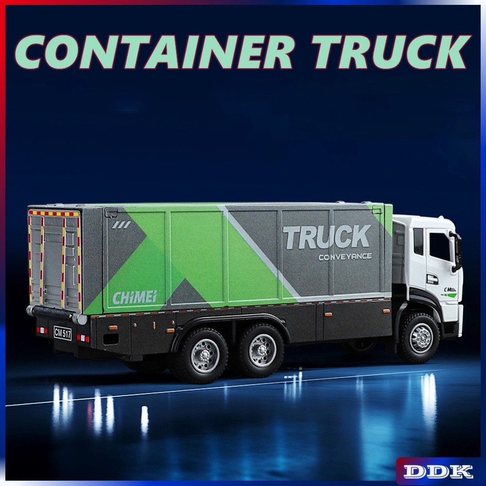 1:24 CONTAINER TRUCK Diecast รุ่นของเล่นรถชุดเพื่อนของขวัญวันเกิดคริสต์มาสปัจจุบัน