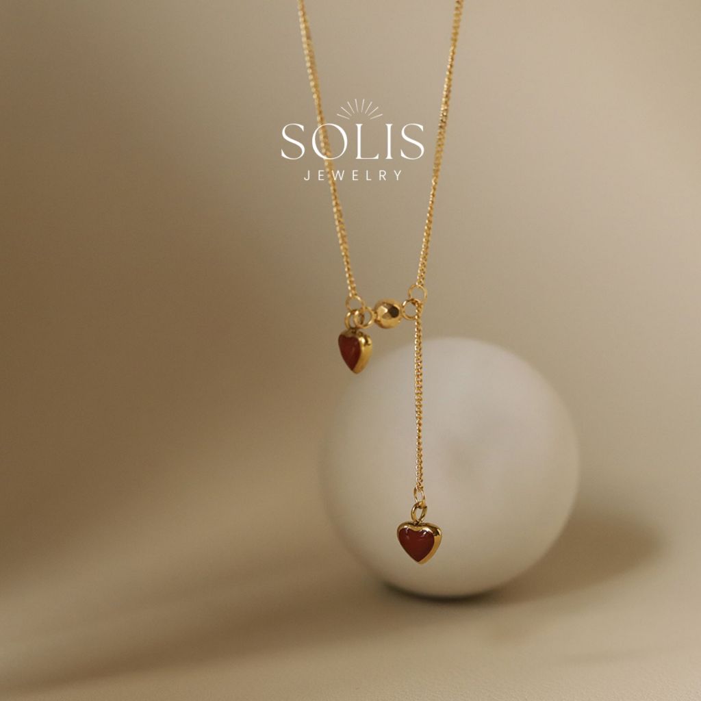 สร้อยคอโซ่จี้รูปหัวใจสีแดง • กันน้ําไม่ขัด • สร้อยคอแฟชั่นสําหรับงานปาร์ตี้ของขวัญปีใหม่คริสต์มาสผู้