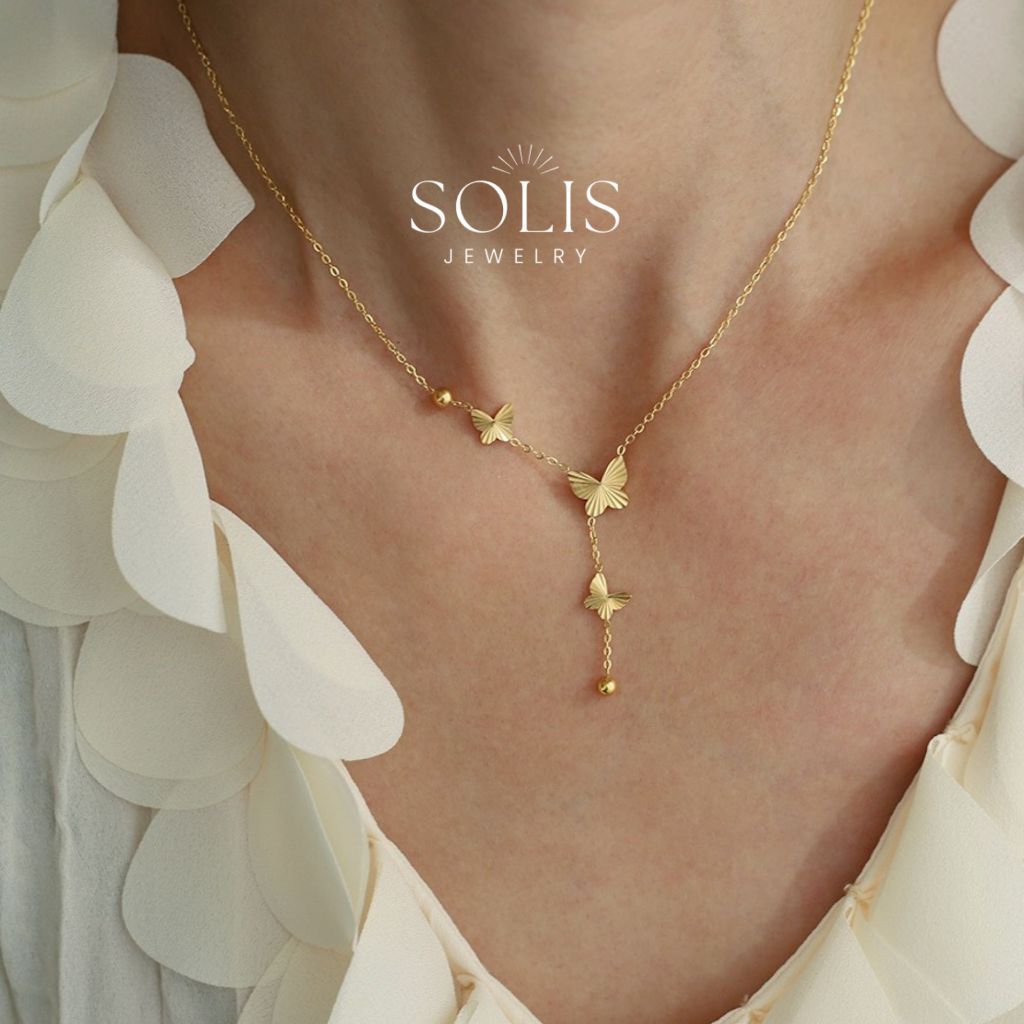 พู่ผีเสื้อจี้โซ่สร้อยคอกุหลาบ • กันน้ําไม่ขัดสีจางเครื่องประดับ • สําหรับผู้หญิง ไม่มี260