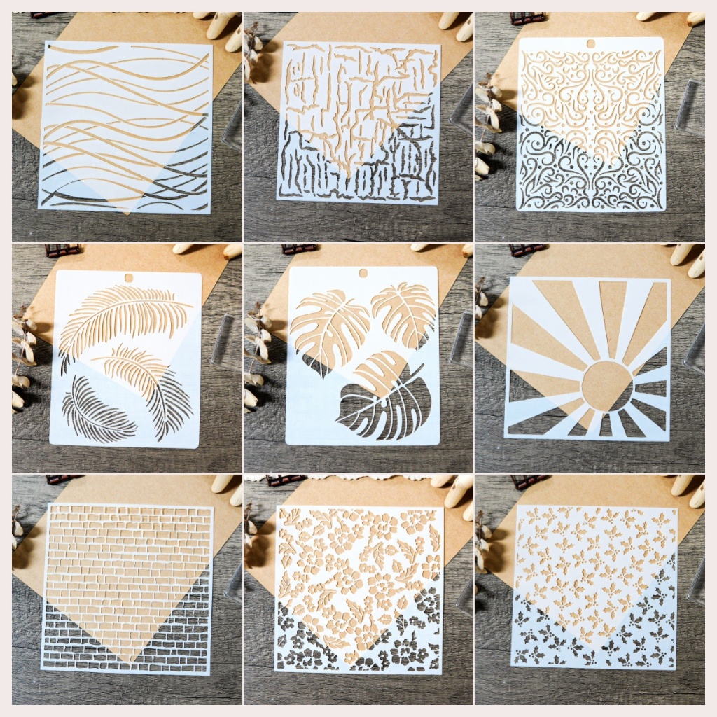 ภาพวาด DIY Hollow Template ภาพวาดผนังสเปรย์ Masking Board หลากหลายรูปแบบแม่แบบพลาสติกนํากลับมาใช้ใหม