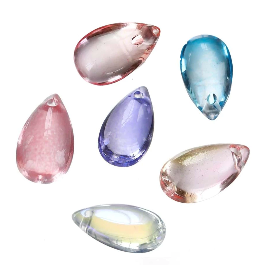 St.kunkka 5pcs 14X8MM จี้แก้วใส รูปหยดน้ํา ไล่โทนสี สําหรับทําสร้อยคอ ต่างหู diy