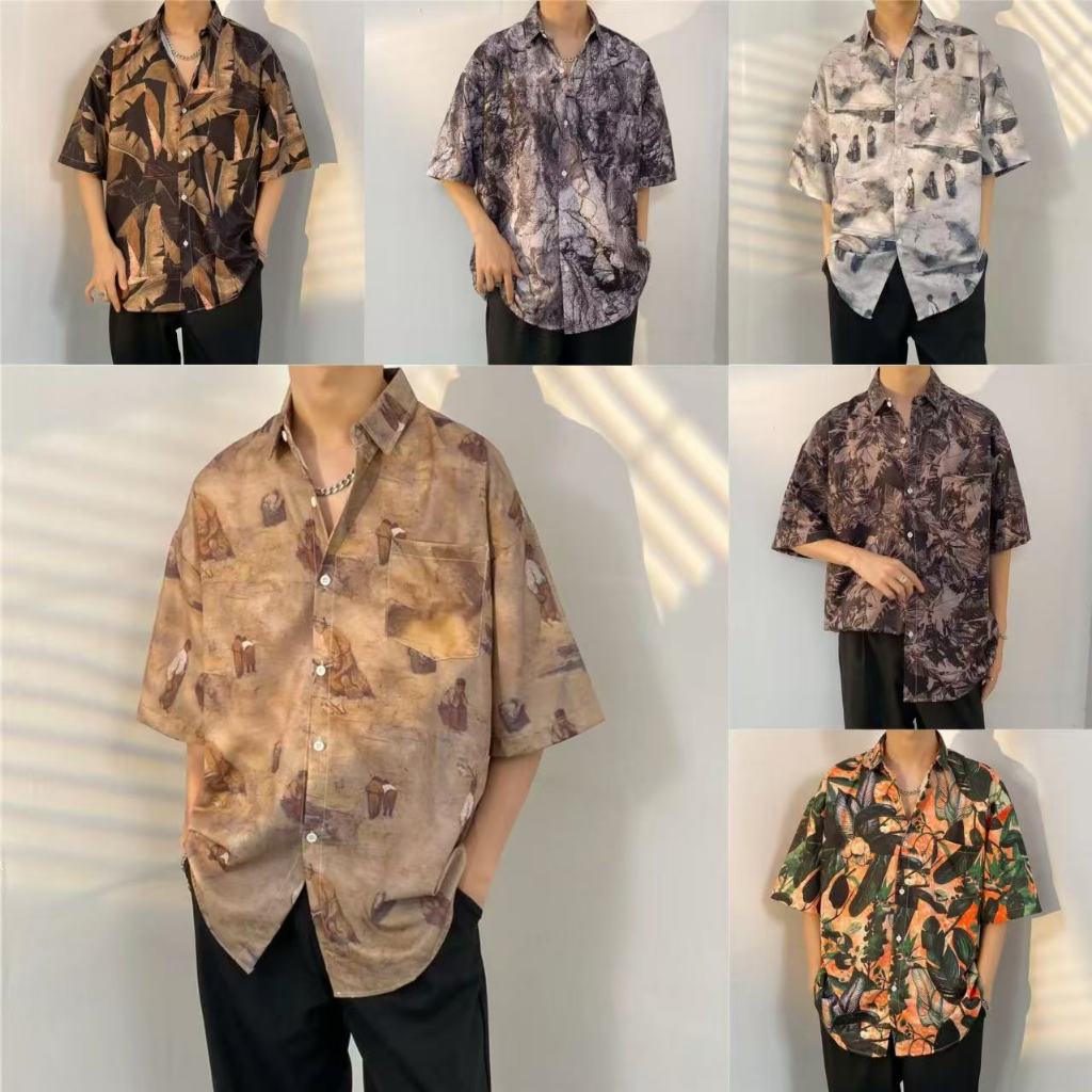 เสื้อฮาวาย hawaii ผ้านิ่มขึ้น สไตล์เกาหลีมาแรง ฮาวายสไตล์เกาหลี เสื้อเชิ้ตแนวเกาหลี ไซซ์ M-3XL 100 แบบ รุ่น S27